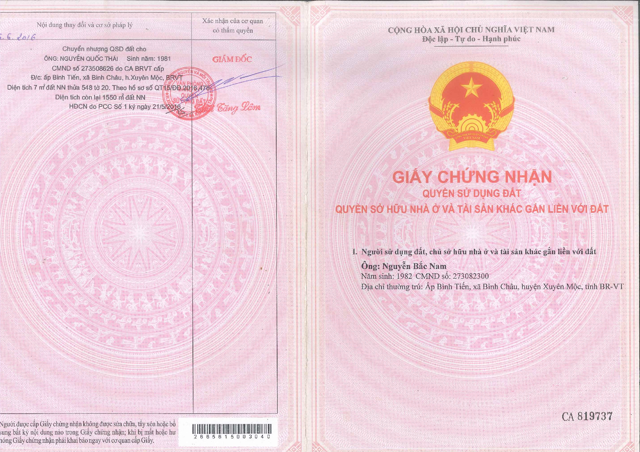 BÁN ĐẤT HUYỆN XUYÊN MỘC, BÀ RỊA - VŨNG TÀU