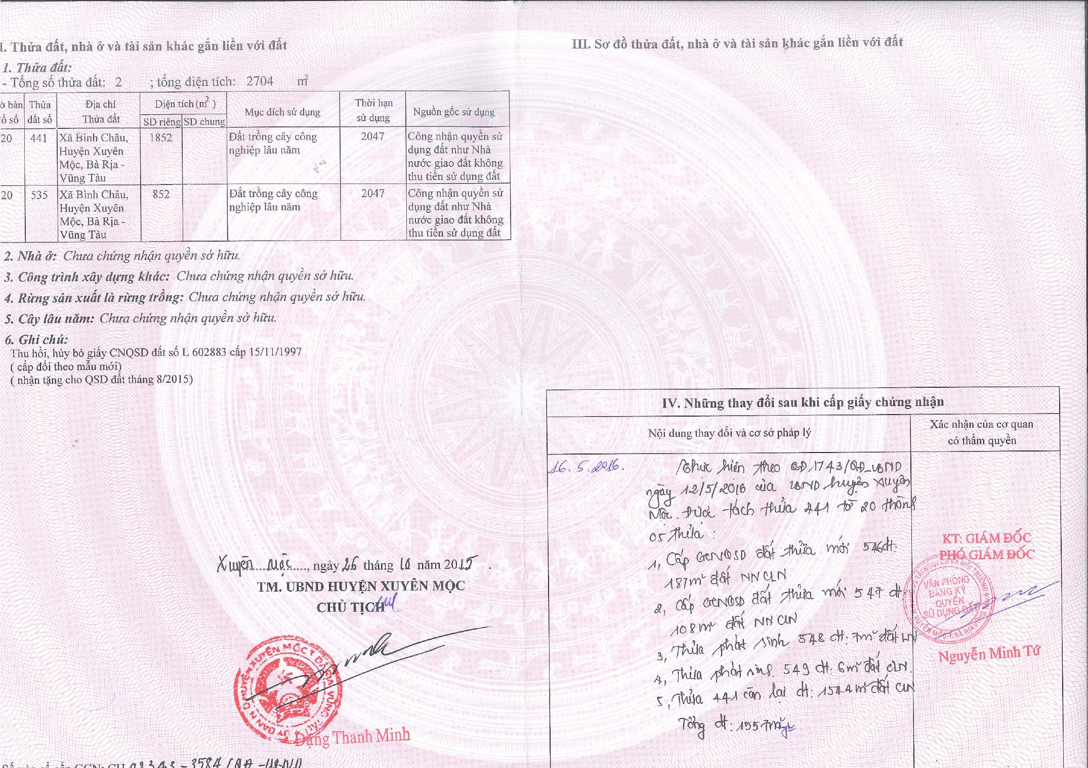 BÁN ĐẤT HUYỆN XUYÊN MỘC, BÀ RỊA - VŨNG TÀU