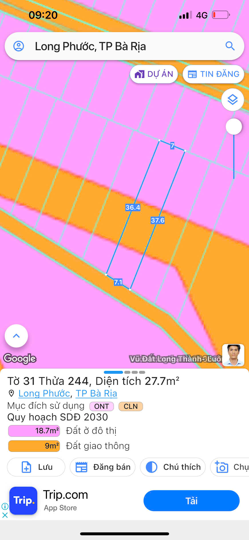BÁN ĐẤT TP BÀ RỊA, SỔ CẦM TAY