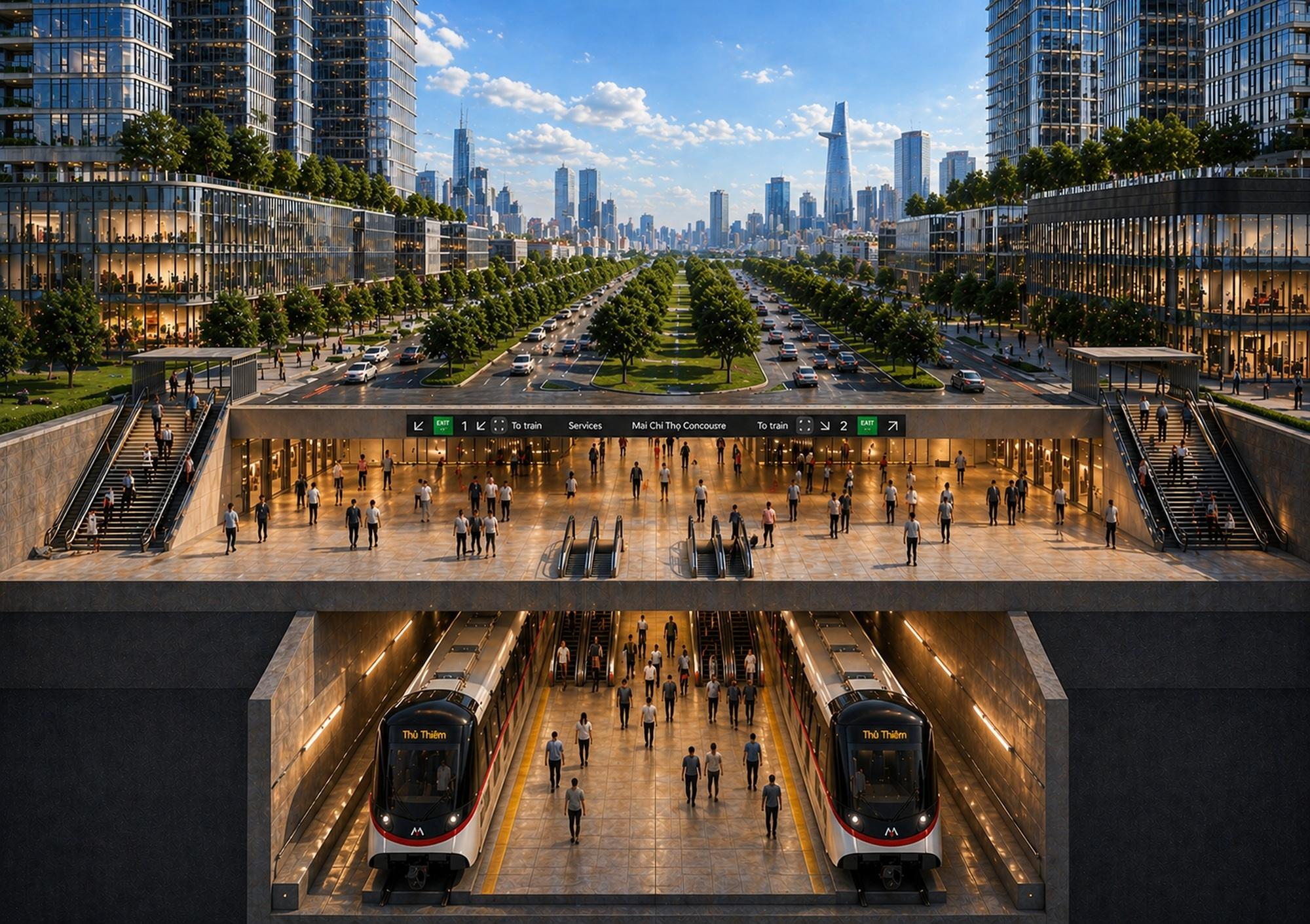 Khởi công Metro Bến Thành - Thủ Thiêm, mở trục kết nối TP. Hồ Chí Minh với sân bay Long Thành